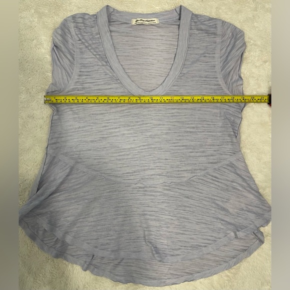 Free People Pullover Women's Babydoll Shirt XS Blue Short Sleeve Flowy Boho - Picture 6 of 8